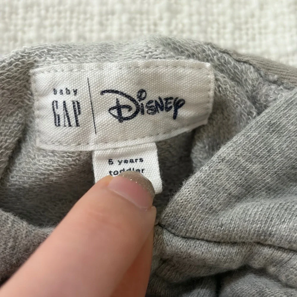 Gap Disney Minnie Mouse Girls Gray Zip Up Hoodie Sweatshirt Size 5T Gold Bow